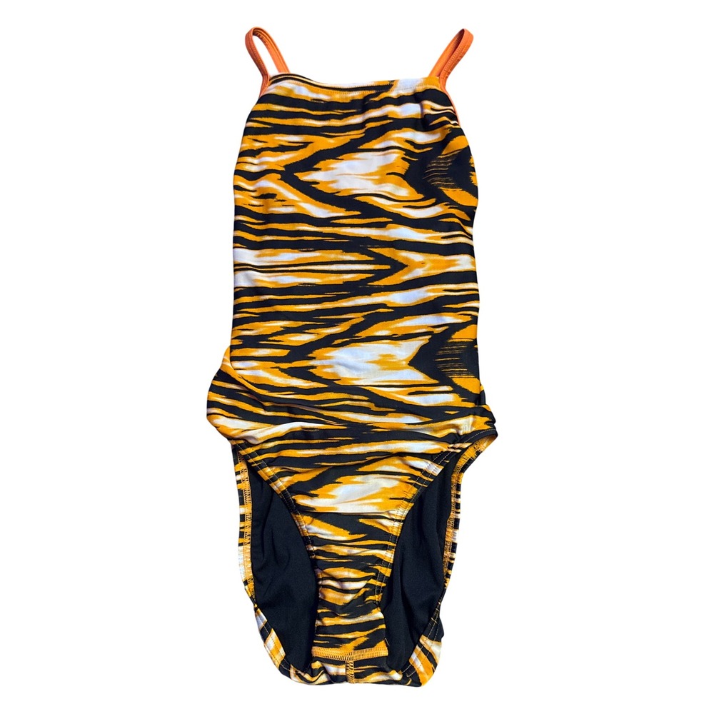 Speedo Pro LT Tiger Stripe Racerback One-Piece Swimsuit Size 28
